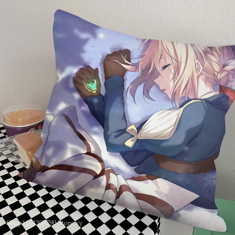 Violet Eternal Garden Animated Movie Pillow Case Square Pillow Bedroom Sofa Leisure Comfort CushionCarLivingRoom Home Decoration