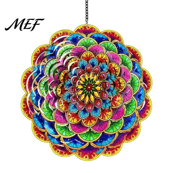 3D Kinetic Art Sculpture Outdoor Owl/Hummingbird/Flower/Tree of Life/Rooster Wind Spinners, Reflective Spinners Garden Decor, Bird Deterrents