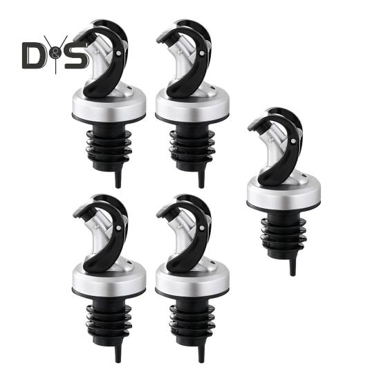 5Pcs Bottle Pourer Automatic Flip-top Leakproof Silver Color Unique Design Oil Stopper Spout Kitchen Utensils