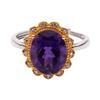Earrings Color Treasure Ring S925 Sterling Silver Inlaid Natural Amethyst Ring Female Flower Design