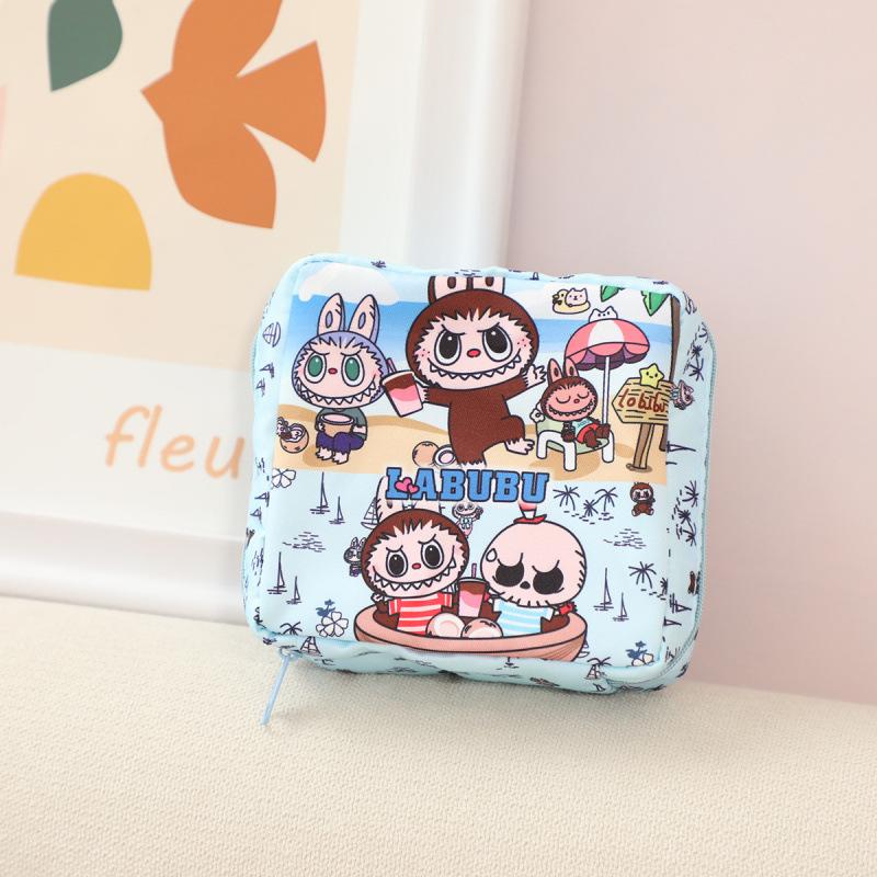 Cartoon multi-color canvas women's sanitary napkin storage bag, aunt handkerchief bag, sanitary cotton storage bag CLE