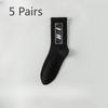 5 Pairs of Men's Spring and Autumn Pure Cotton Youth Student Basketball Mid Calf Socks