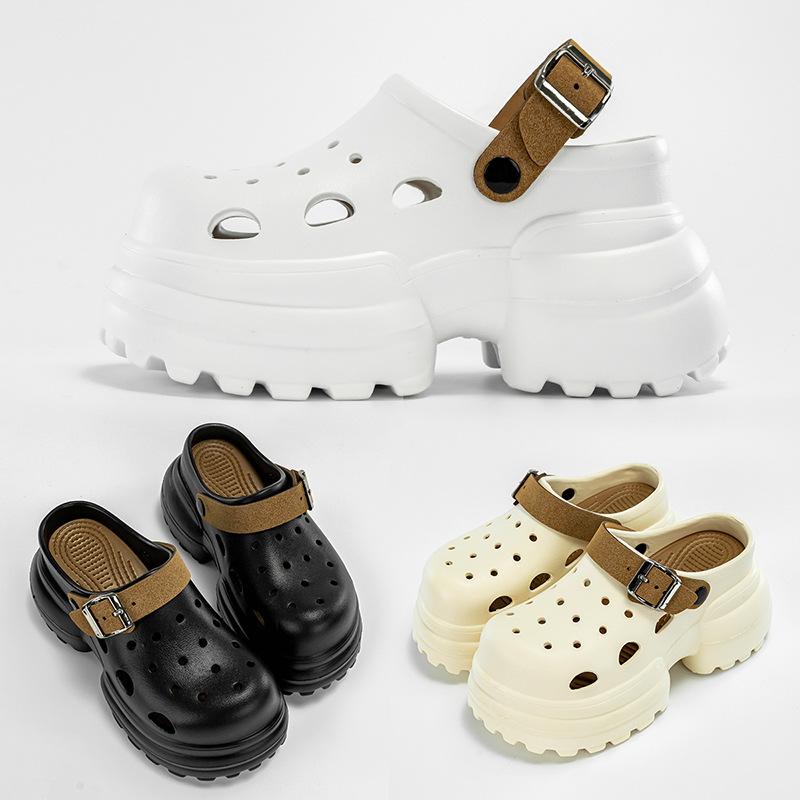 Mode Damen Mode Clogs Indoor Straßen Hausschuhe 10CM Hohe Absätze Sandalen Dicke Sohle Strand Pantoletten Weiblich Freizeit Plateau Schuhe