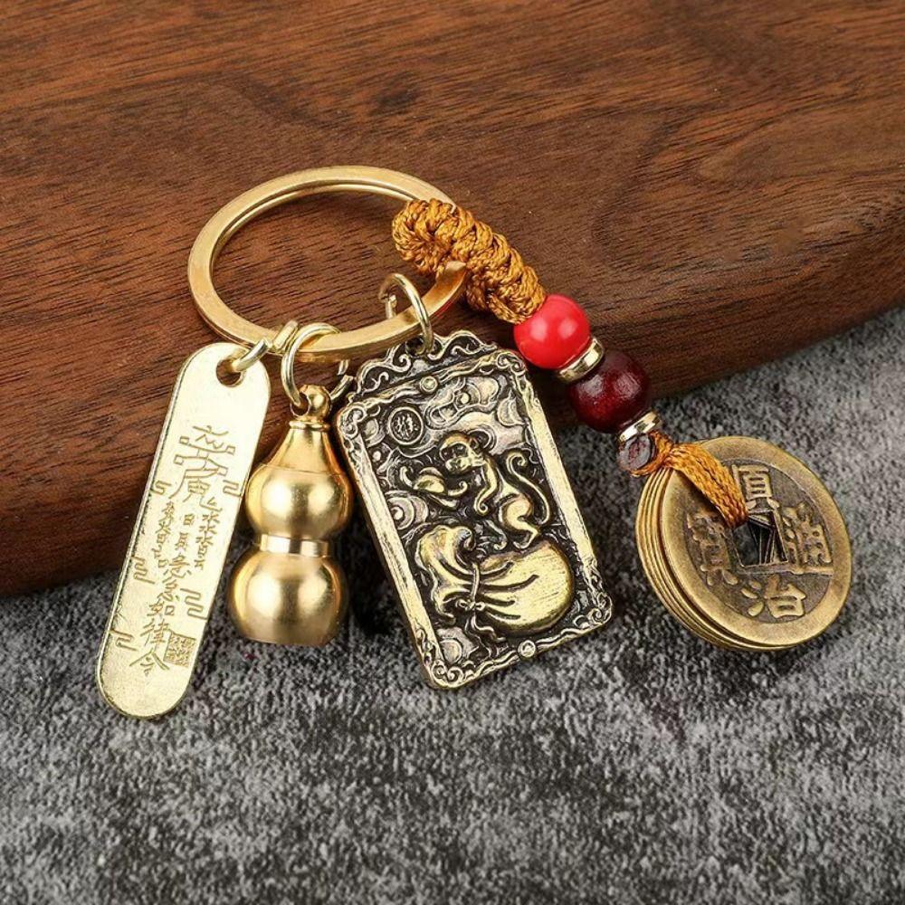 Zodiac Metal Fengshui Pendant Brass Gourd Brass Gourd Money Keychain  Gift