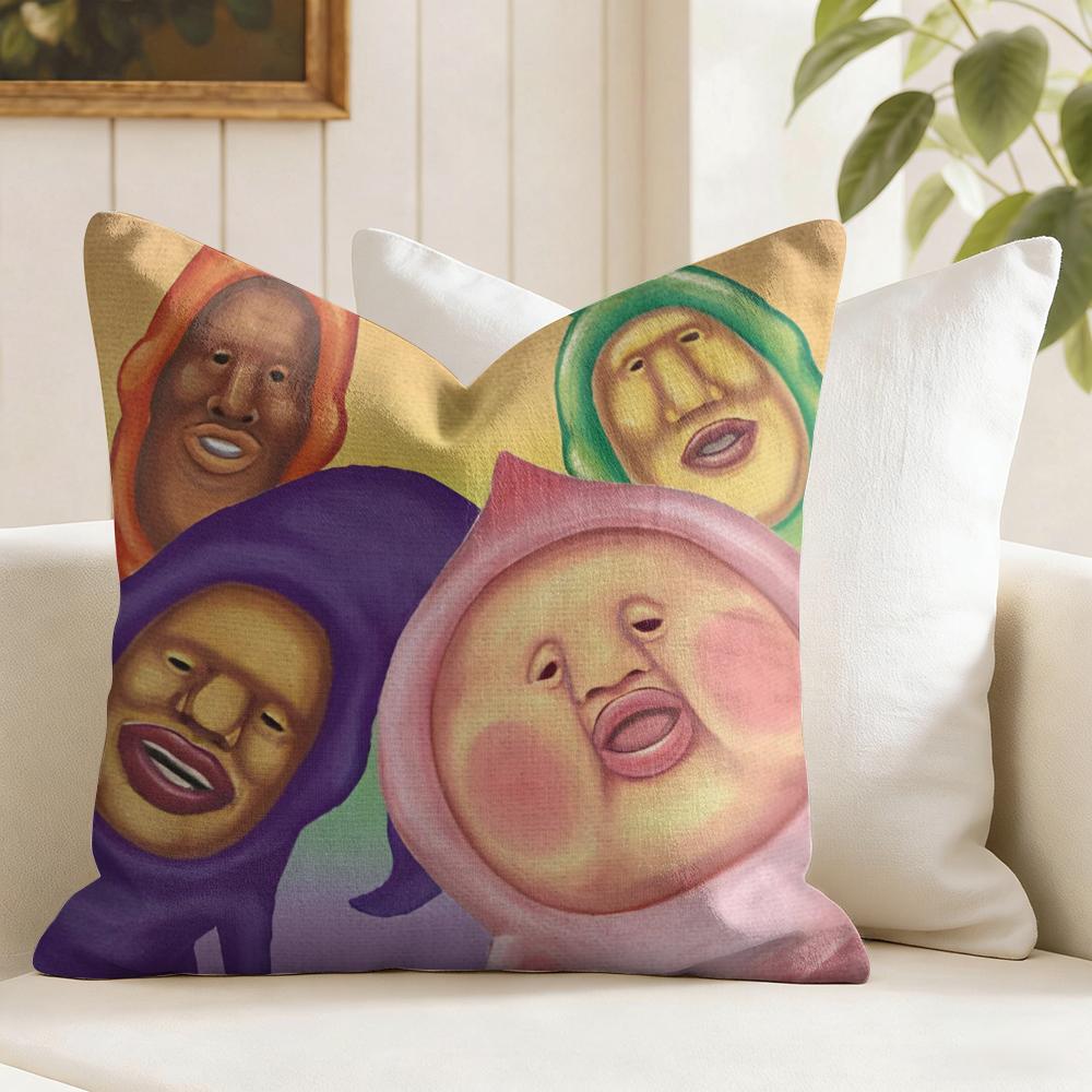 KKobito ZZukan Peach Cushion Cover Eco Linen Pillow Case DoubleSided Print Breathable Durable Zipper Home Decor Gift