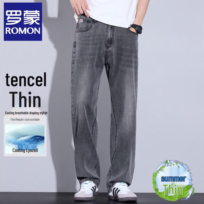 Romens Men s Summer Lyocell Blend Relaxed Straight Jeans 34