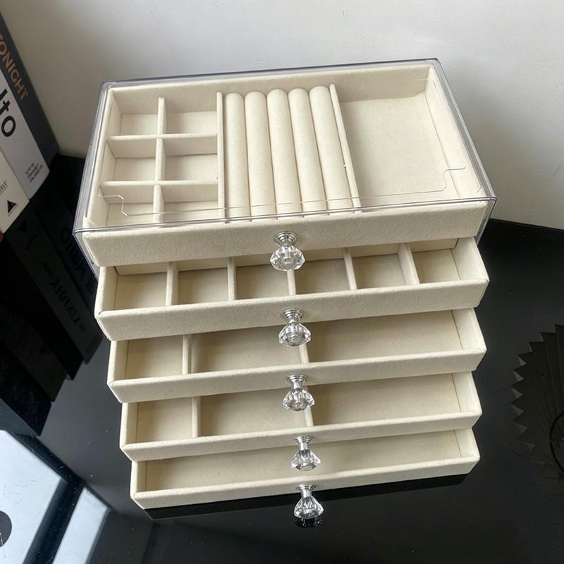5 Layers Desktop Jewelry Storage Drawer Large Capacity Earrings Ring Necklace Organizer Rack Jewelry Display Stand