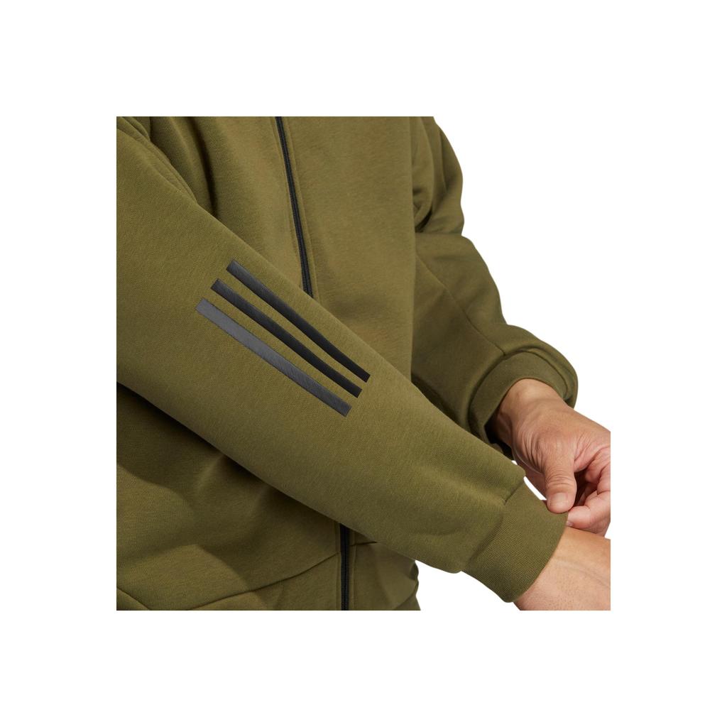 Adidas Terrex Knit Fz Hd Jacket With Solid Three-Stripe Print Logo Zip Hoodie Unisex Jacket Green HM9709