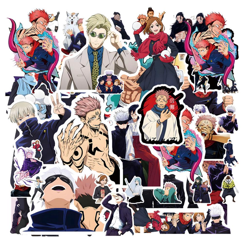 50/80/100pcs Vintage Jujutsu Kaisen Anime Stickers for Kid Toy DIY Laptop Skateboard Car Kawaii Cartoon Decoration Sticker Decal