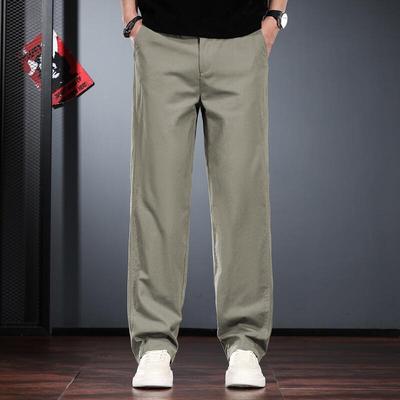Pantalon décontracté droit ample en mélange de lin pour homme