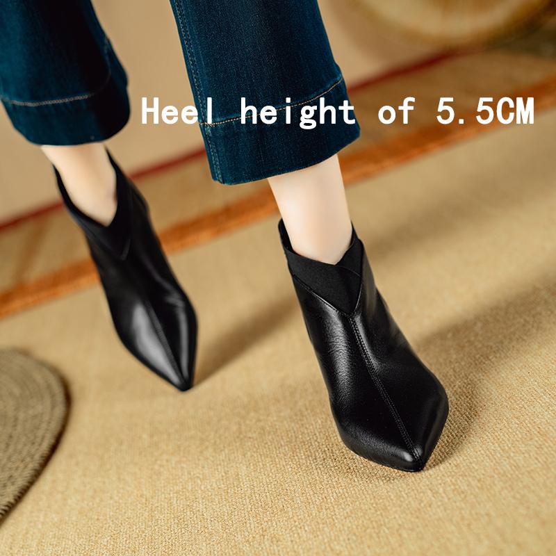 Fashion 2024 New Autumn Winter Women Boots Genuine Leather Short Boots for Women Fashion Pointed Toe Ladies Shoes Modern Chelsea Boots