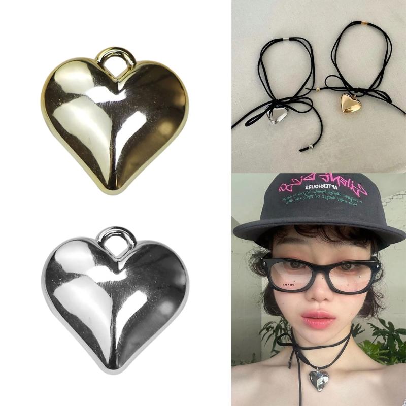 10 Pieces Sweet Heart Pendant Necklace and Earrings Peach Heart Pendant with Hole Heart Pendant for DIY Necklace Making