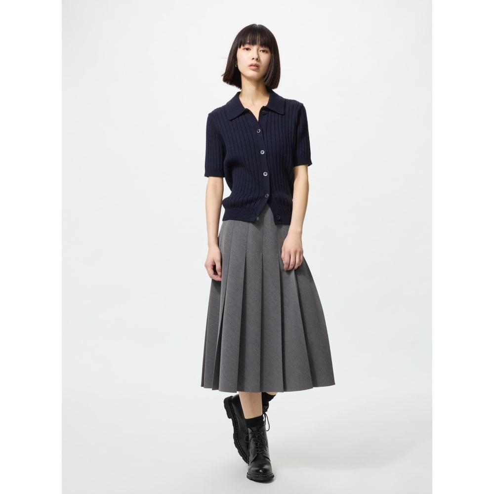 

Uniqlo Широкая плиссированная юбка миди Длина юбки 69 73 см 08 DARK GRAY/WOMEN XS
