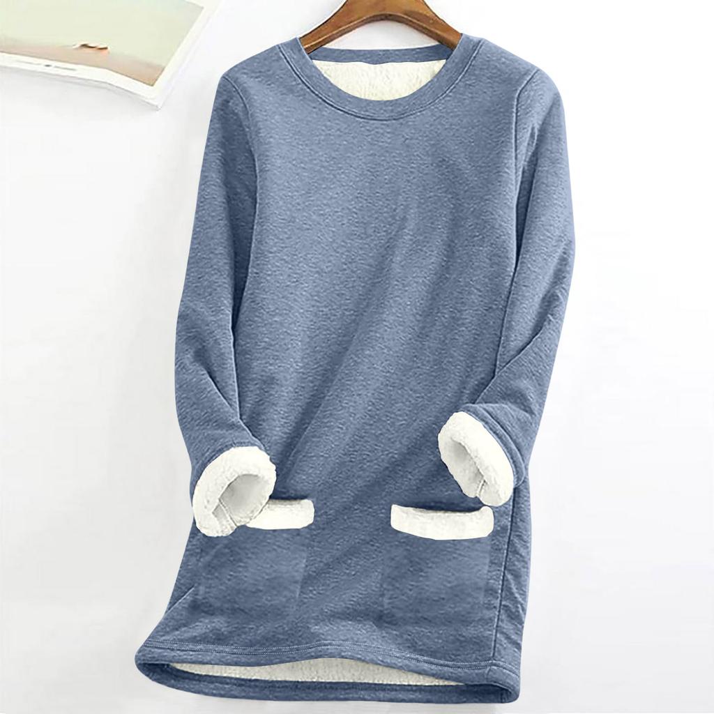 Women Christmas Thick Fleece Printing Sweatshirt Warm Underwear Top