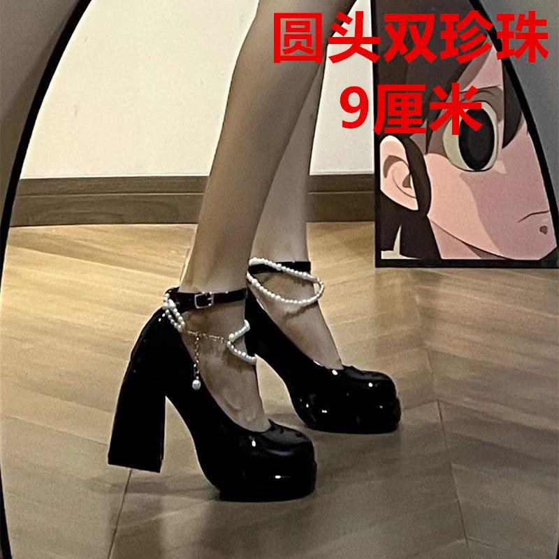 

2024 Весна и Осень Французский Сказочный Стиль Толстая подошва Высокий каблук Женская обувь Одна пуговица Толстые Одинарные туфли 40