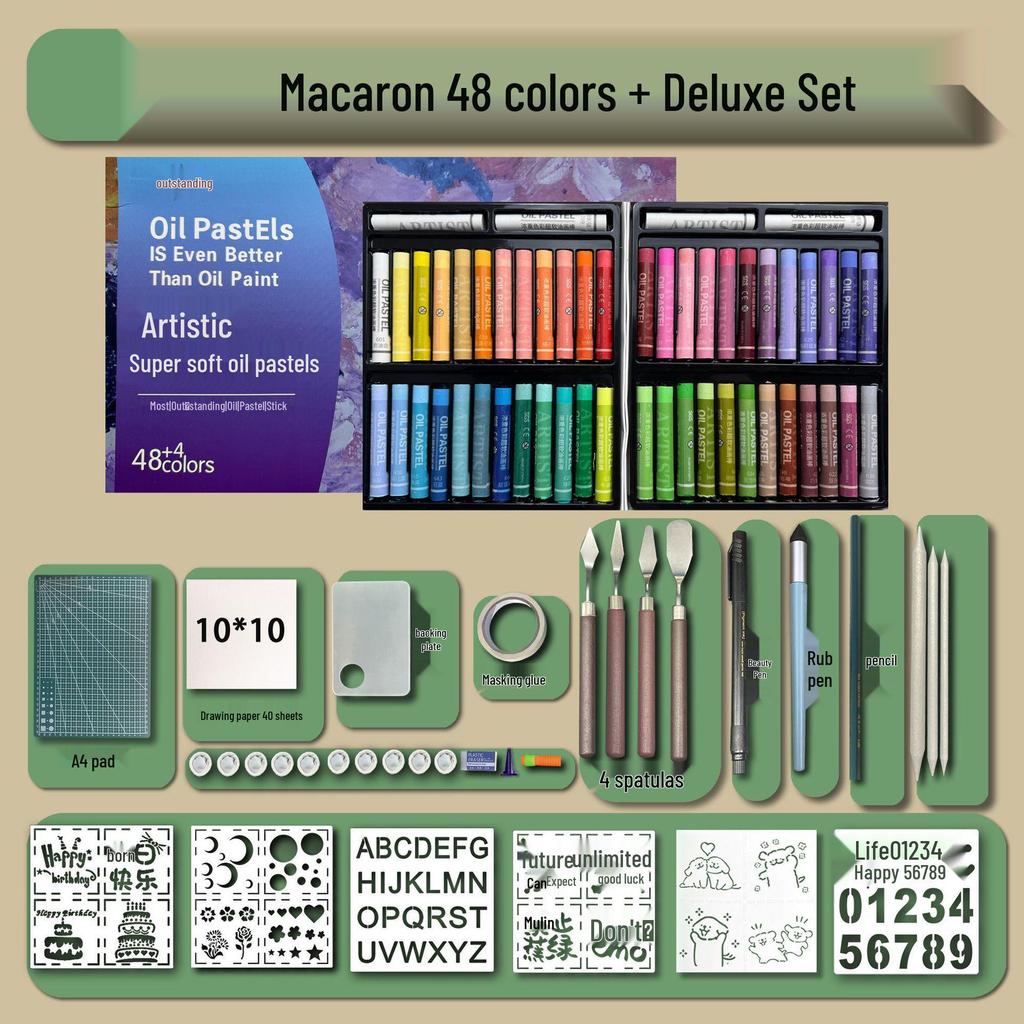 48-Color Super Soft Oil Pastels Set with Scraper - Child's Painting Kit