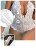 European & American Plus Size Open Crotch Lace Bodysuit - Sexy Backless Lingerie Pajamas
