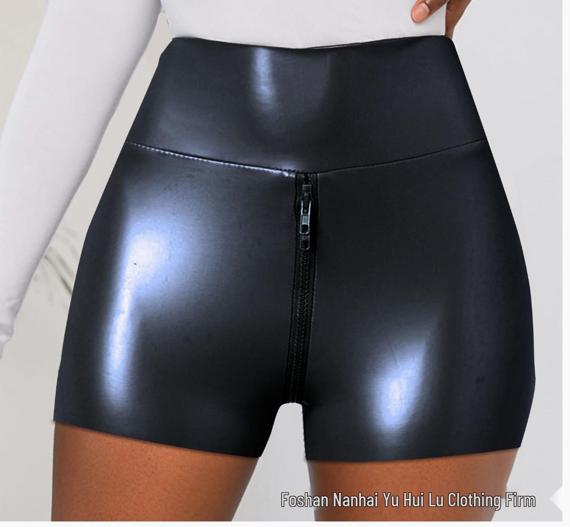 

Матовые шорты из ПУ кожи с высокой талией в европейском и американском стиле - Сексуальные хот-пэнтс из искусственной кожи для женщин M