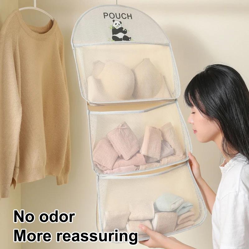 1pc Bra Storage Net Multi-layer Storage Bags Space-saving Underwear Socks Breathable Hanging Mesh Bag Storage Organizer