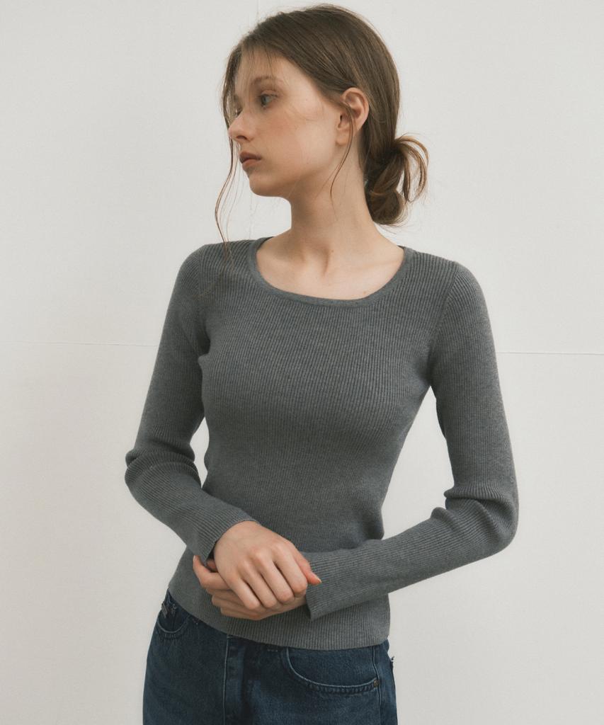 Wednesday Oasis For Woman Jane Square Neck Washable Knit_Gray(Wc25-Kn33)
