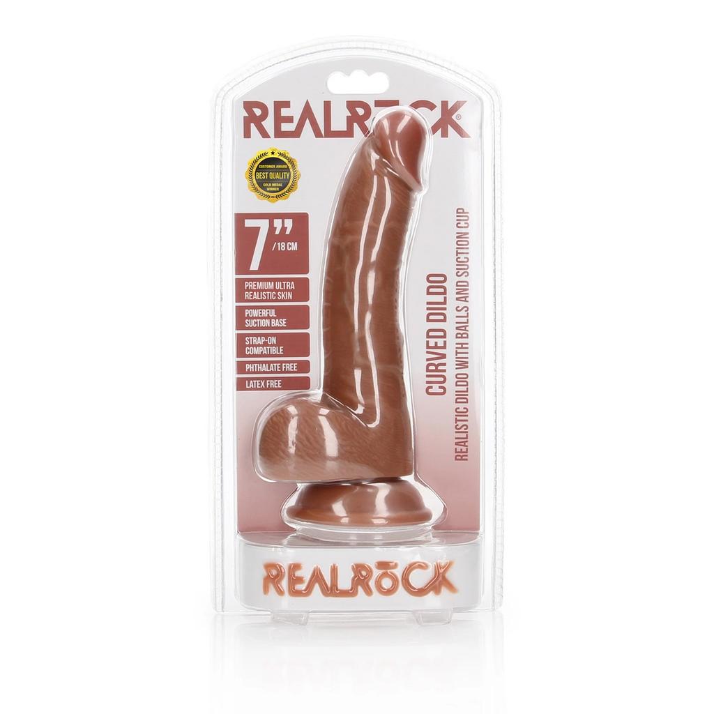 RealRock - Curved Realistic Dildo with Balls and Suction Cup 18 Cm