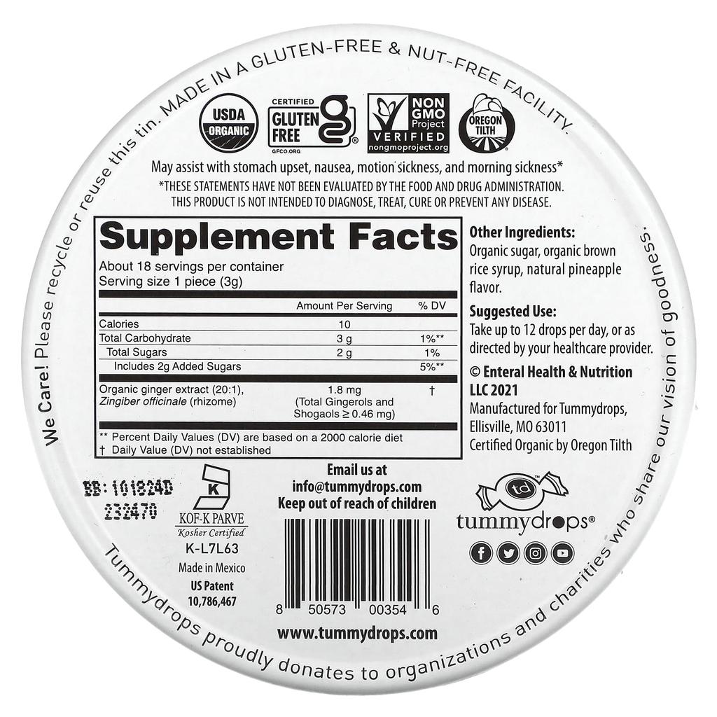 Juicy Pineapple Ginger Drops, 18 Count