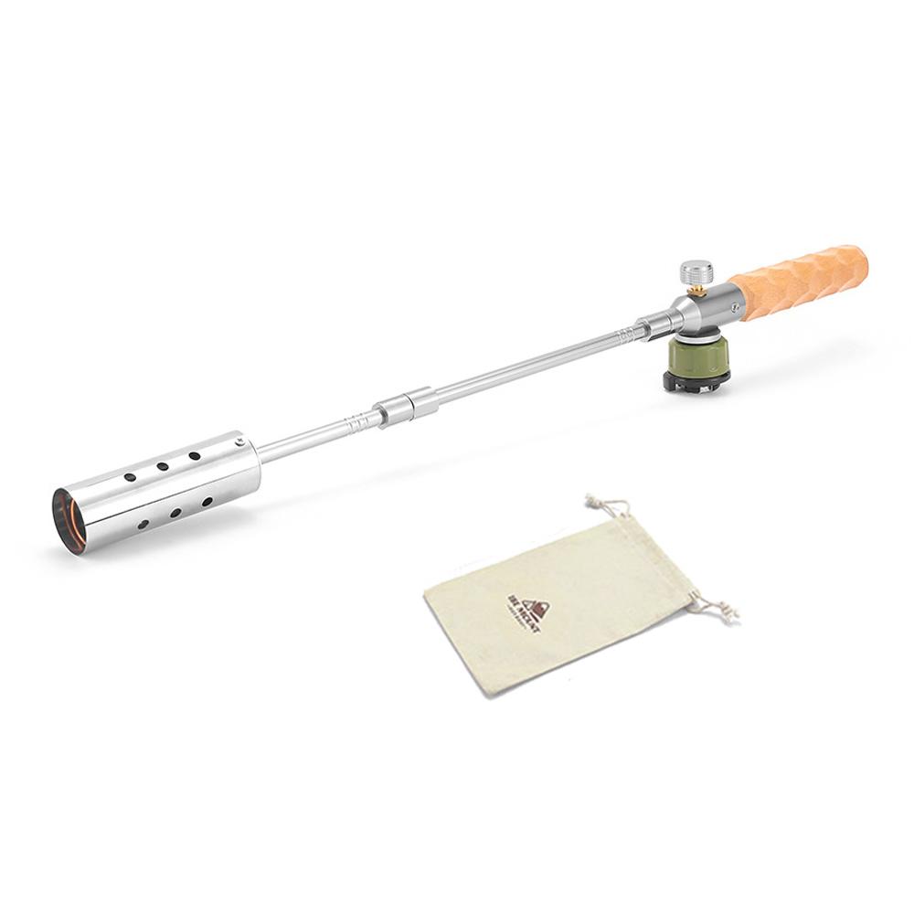 

Съемная газовая горелка с деревянной ручкой для кемпинга, мощная уличная портативная горелка, инструмент для сжигания древесного угля серебряный