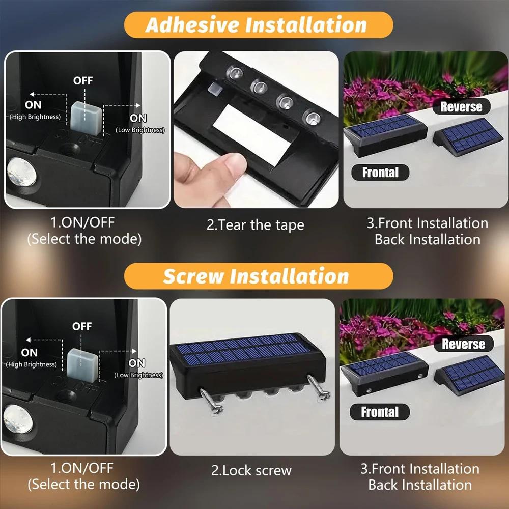 Solar Wall Lights Outdoor Waterprood Deck Lights for Outside Fence Solar Lights for Backyard Wall Fence Deck Gutter Porch