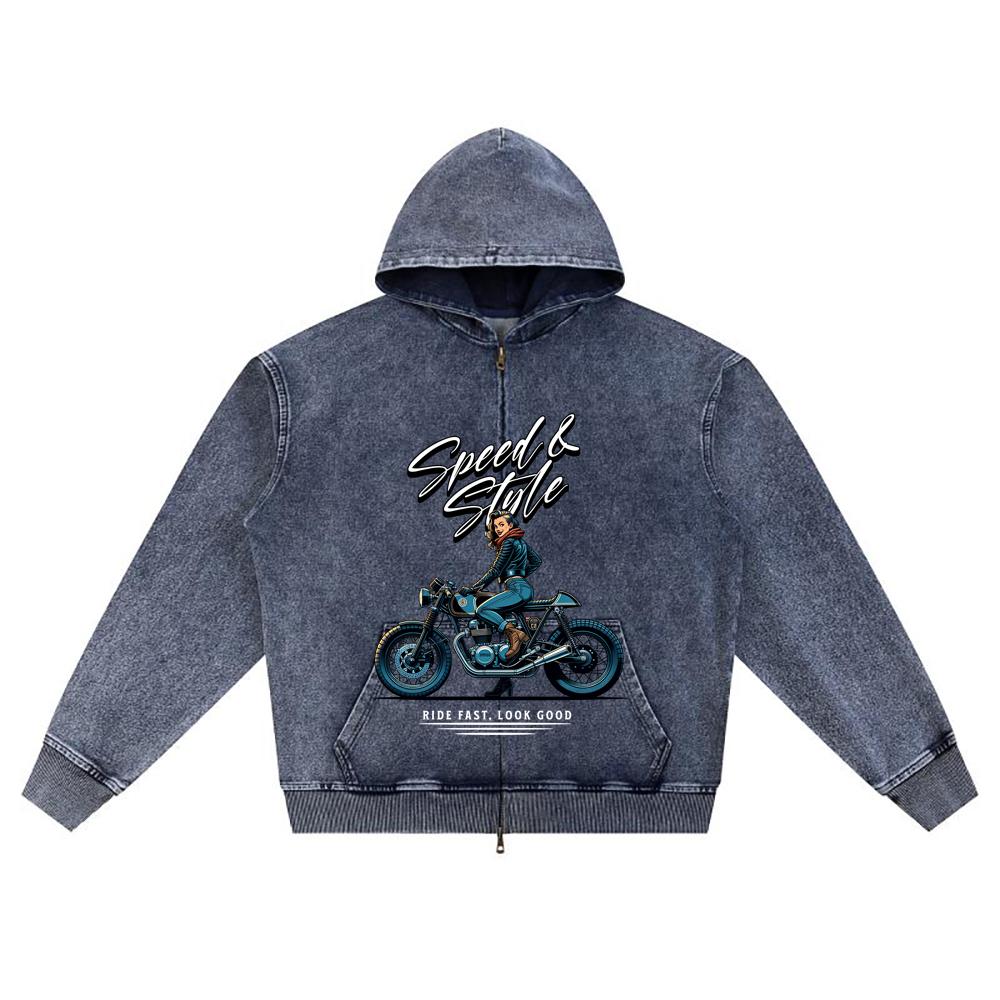 

Худи на молнии из вязаного денима с DTG-принтом Speed & Style Brother Print XL темно-синий