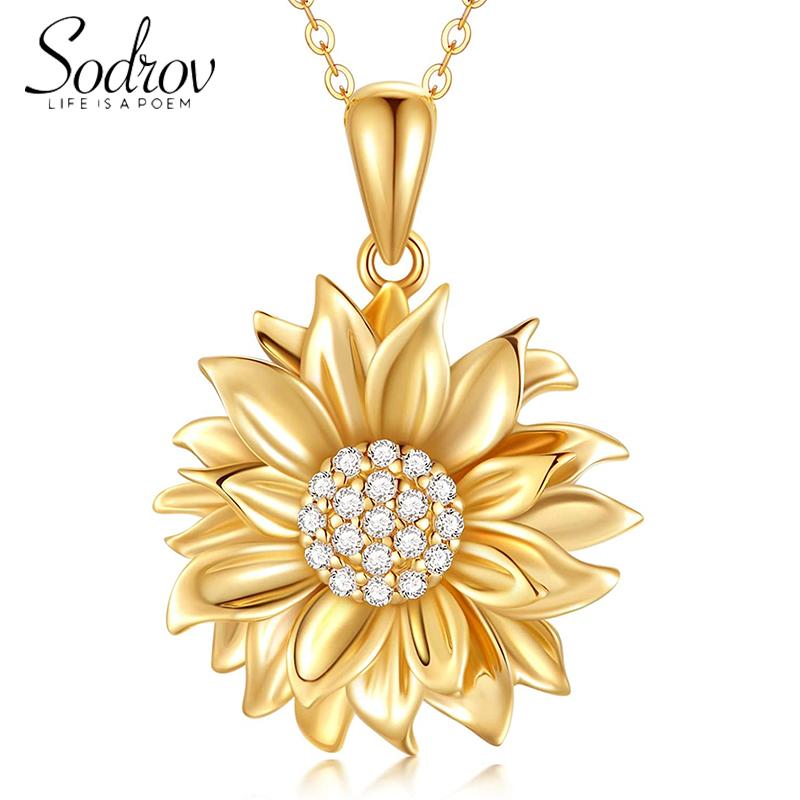 Gold SunFlower Jewelry Pendant Necklace 