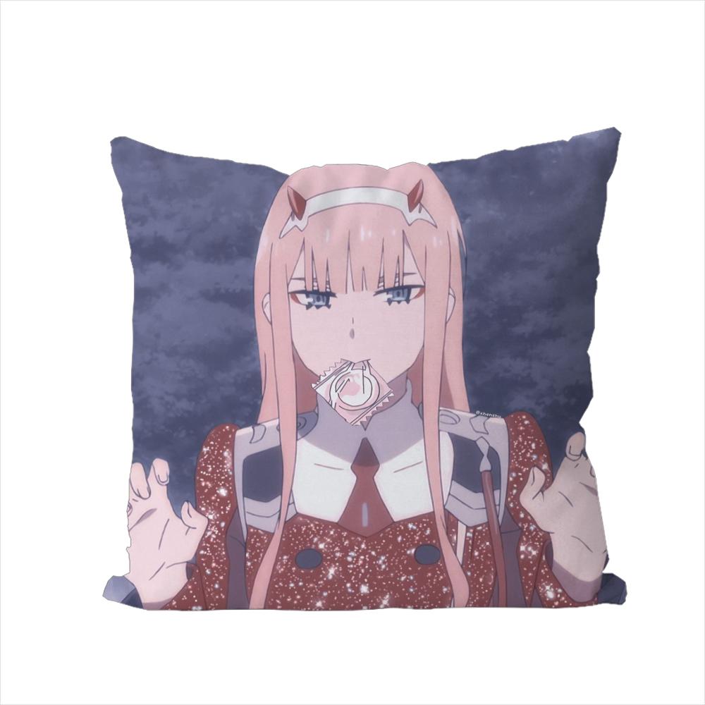 Darling In The FranXX Pillow Case For Car Sofa Decorative Home Doublesided Print Plush Square Throw Pillow Cushion Cover