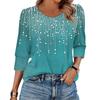 Women's Fashion Casual 3/4 Sleeve Print Shirt Women's Round Neck Tops