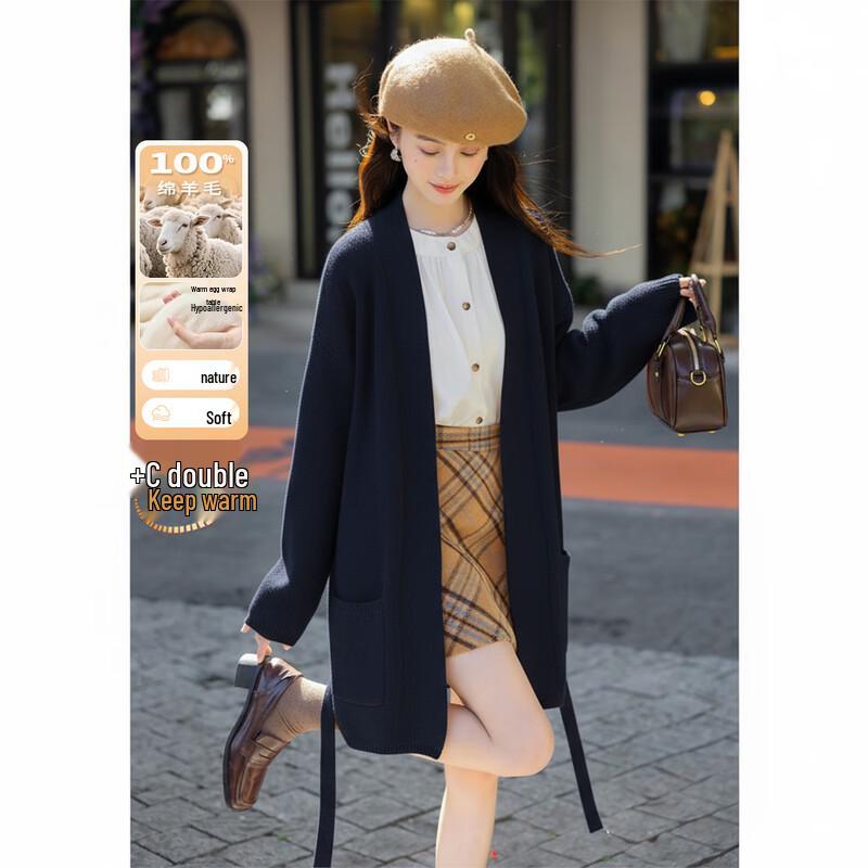 

Mokana Women s Lace-up Double Pocket Wool Sweater One Size