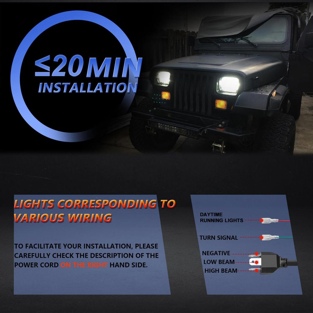 4x6 LED Headlights,4x6 LED Headlights 5 Inch Square LED Headlamp 1 Pair Daytime Running