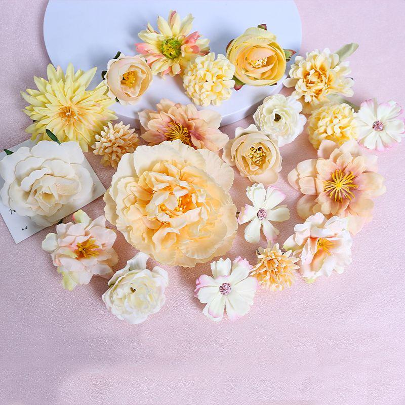 Orange Series Silk Artificial Flowers for DIY Headdress, Clothing Accessories, and Decorative Straw Hat Embellishments.