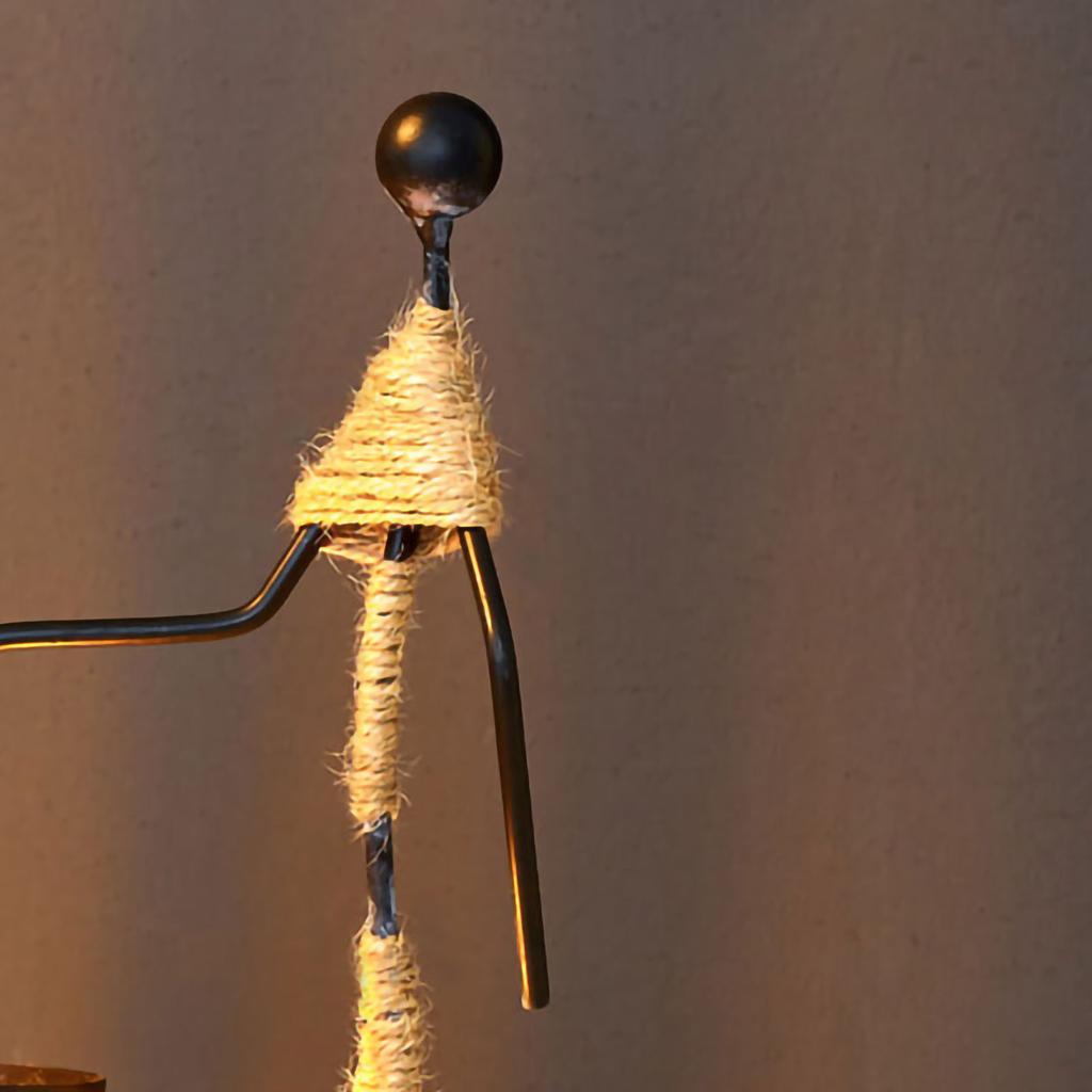 Kerzenhalter Schmiedeeisen Einzigartige Form Hanfseil Künstlerischer Kandelaber Für Bar Dekoration Esszimmertisch