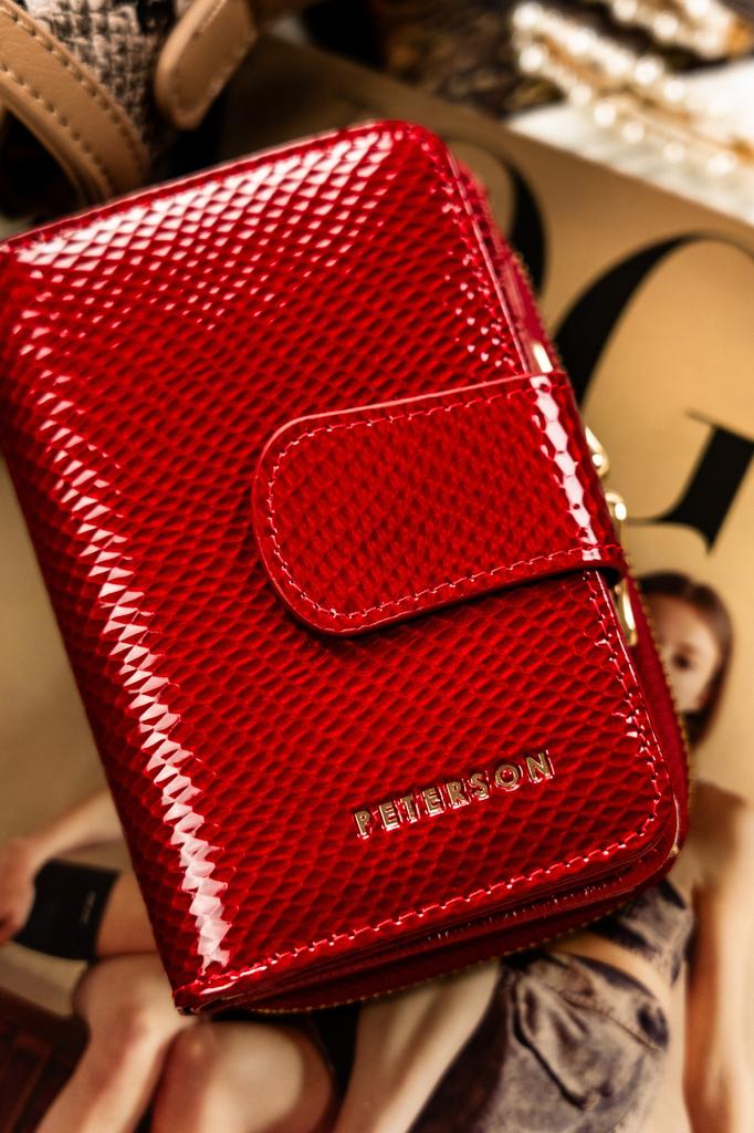 Damski skórzany portfel PTN 425214-DSL-6150 Czerwony