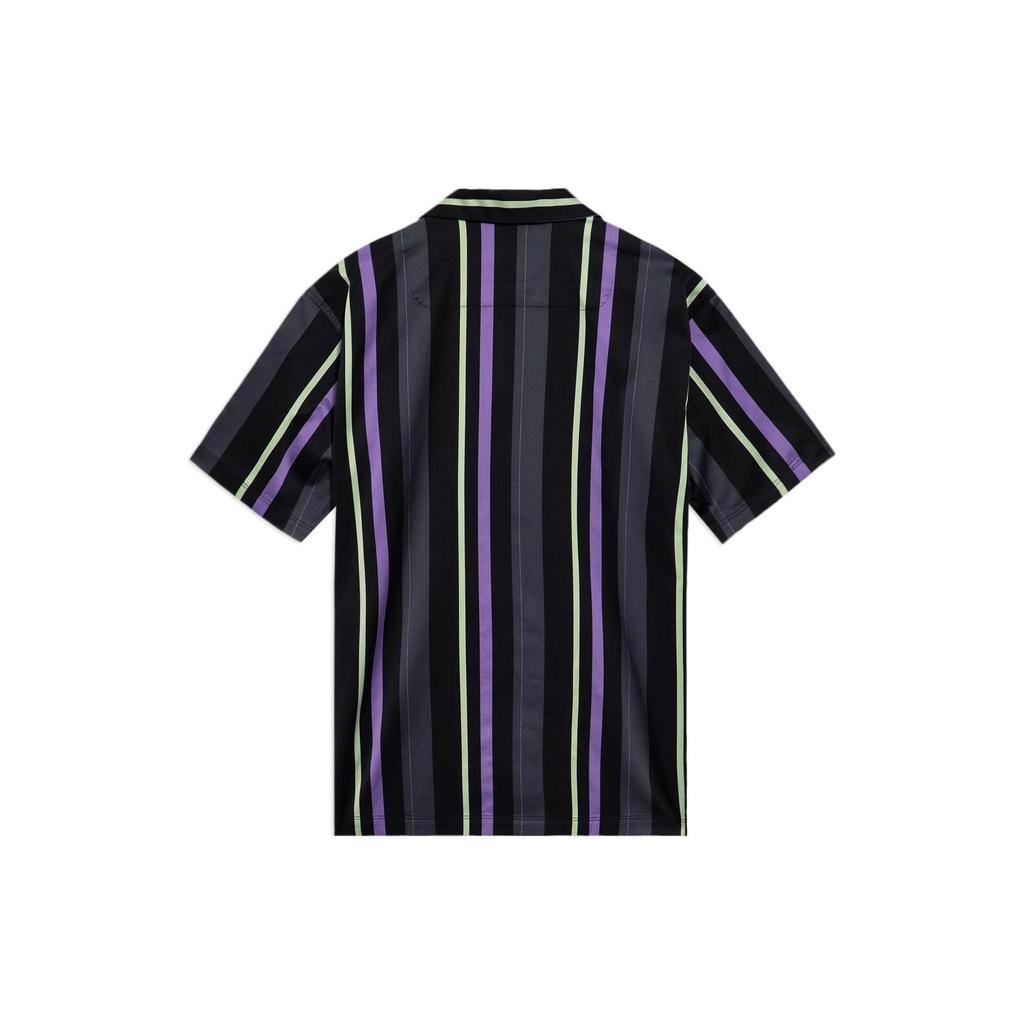 Li-Ning Striped Cotton Loose Casual Short Sleeve Shirt Men Shirts Black ASHS381-2