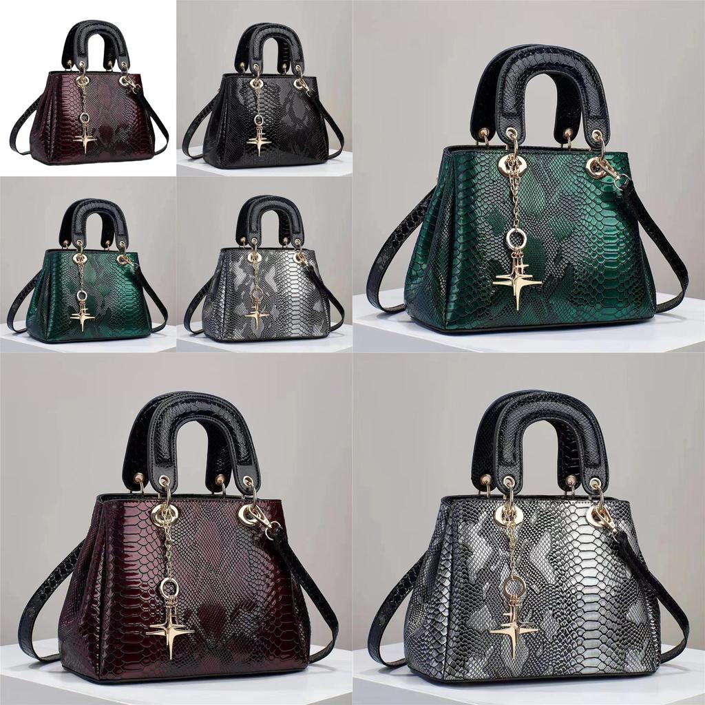 2023 New Fashion Snake Skin Leather Handbag Large Capacity Soft Pu Shoulder Bag
