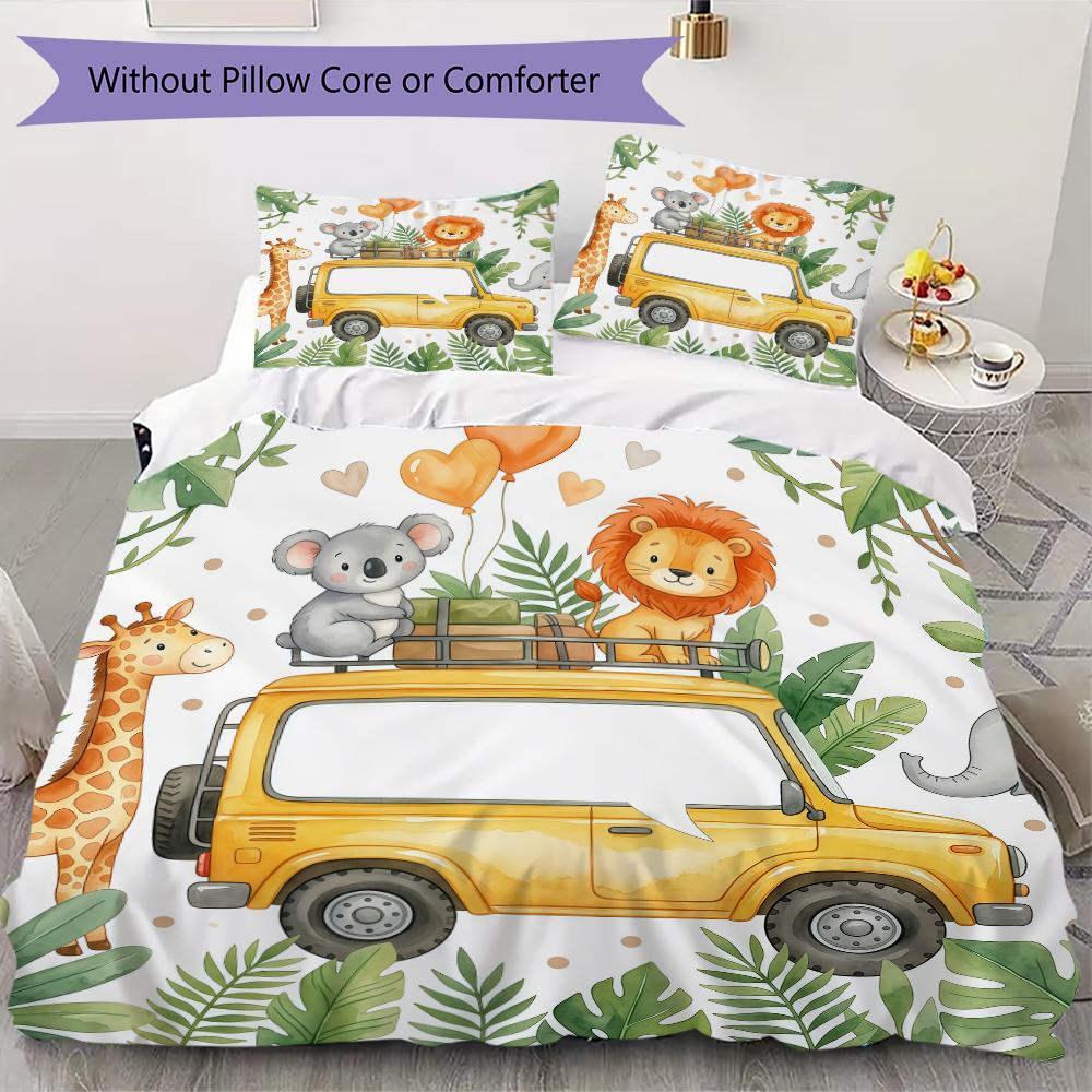 Warm Elephants Pattern Bedding Uilt Set Uilt Cover Pillowcase Home Decoration Birthday Gift (1 * Duvet Cover + 2 * Pillowcase Without Core)