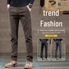 Men's Chenille Velvet Elastic Waist Casual Pants - Thick, Brushed Wool, Loose Fit for Autumn/Winter