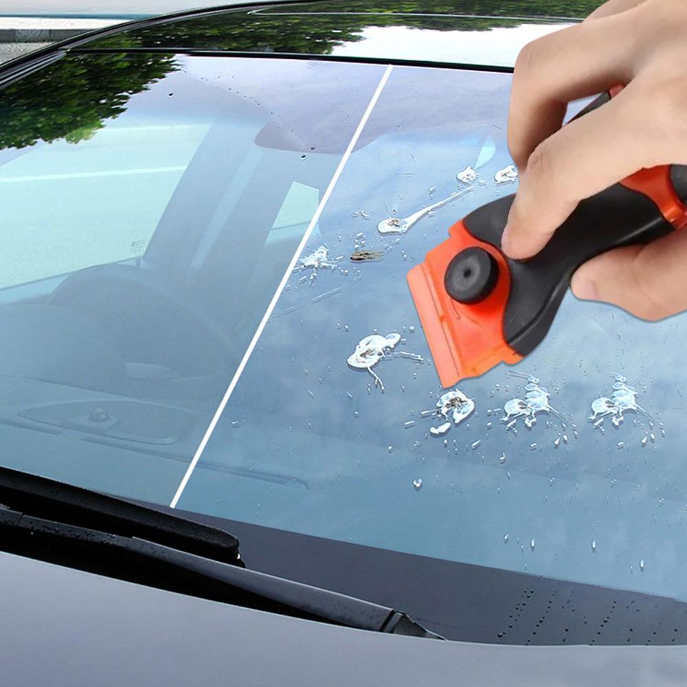 100pcs Double Edged Plastic Razor Blade Car Wrap Sticker Squeegee Window Glass Clean Scraper Car Accessories Label Clean Razor Glue Remover