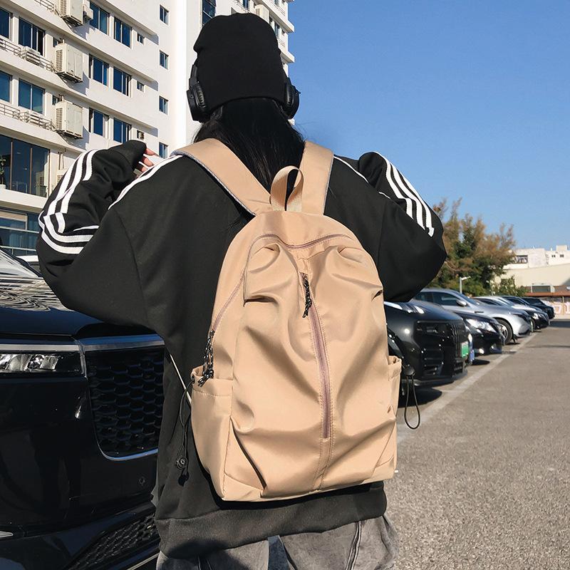 Simple Nylon Backpack for Students Large Capacity School Bag for High School College