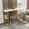 9C Modern Rock Slab Bar Table and Chairs for Living Room, Balcony, Kitchen, or Dining - High-Legged, Long Design with Wine Cabinet Feature