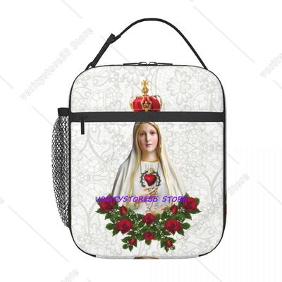 Custom Our Lady Of Fatima Virgin Mary Lunch Bag Men Women Thermal Cooler Insulated Lunch Boxes for Children School