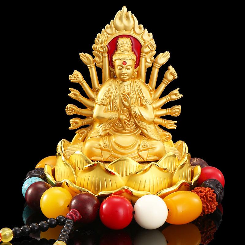 Alloy Double-Sided Thousand-Hand Guanyin Dashboard Ornament with Perfume Base
