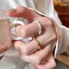 Medieval Brushed Bamboo Zircon Ring Female Simple Rich Style Open Index Finger Ring Retro Ring Tide