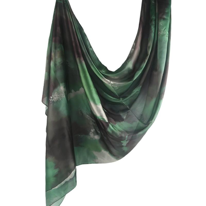 Silk Printed Scarf Wrap Shawl Ethnic Style Marble Lightweight Versatile Accessory Women