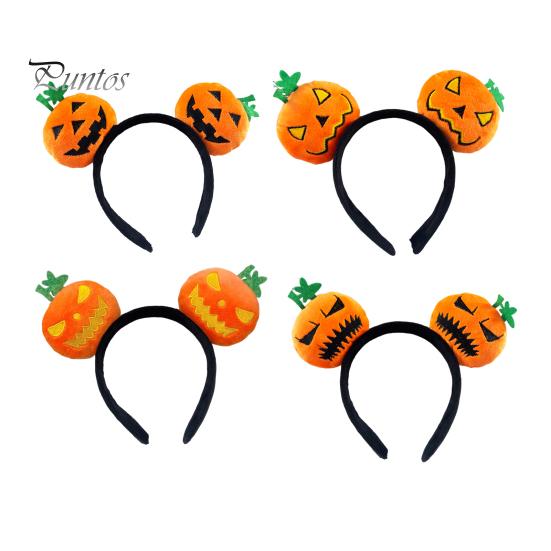 Versatile Costume Hair Pieces Halloween Plush Pumpkin Headband, Fuzzy Orange Ghost Face Holiday Headwear for Kids Adults Accessories Women Cosplay