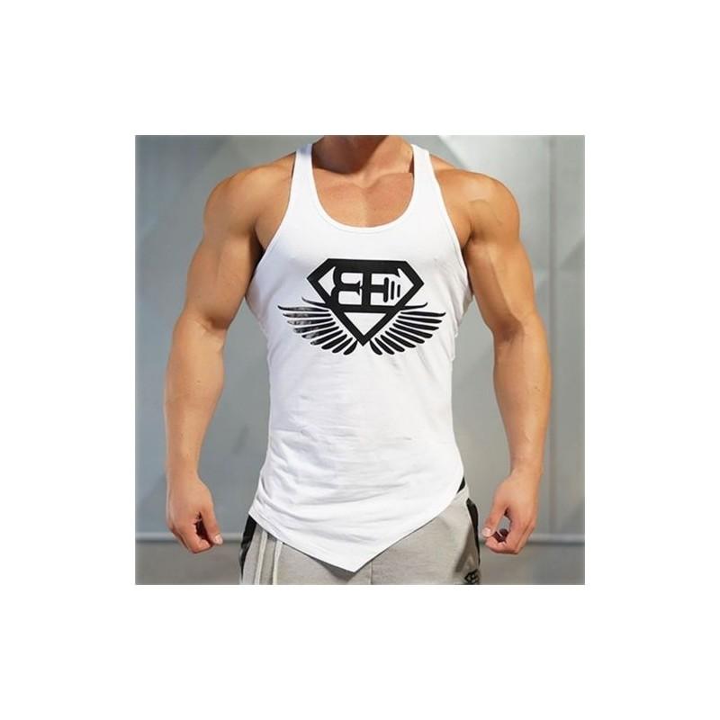 Stylish Polyester Fiber Men's Vest Moisture-wicking Slim Fit Gym Tank Top For All Seasons